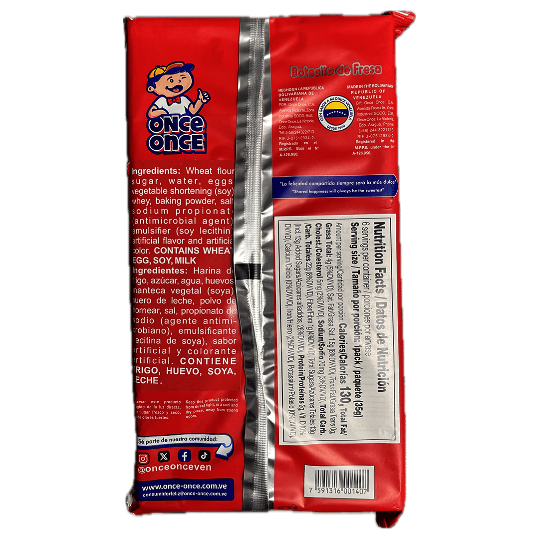 
                  
                    Once Once Botecito Fresa (6 Unid/210g) - Budare Bistro
                  
                