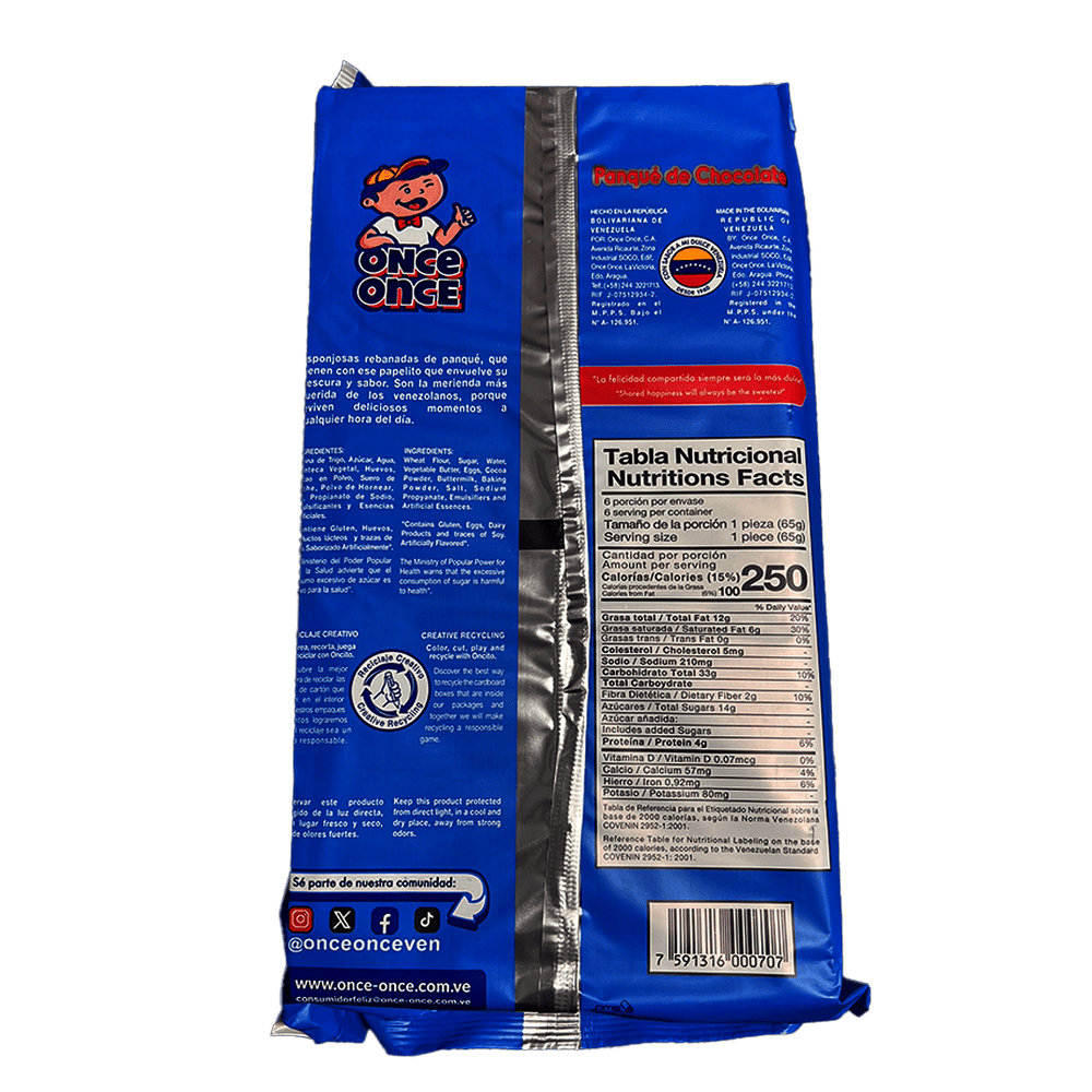 
                  
                    Panque Once Once Chocolate (6 Unid/350g) - Budare Bistro
                  
                
