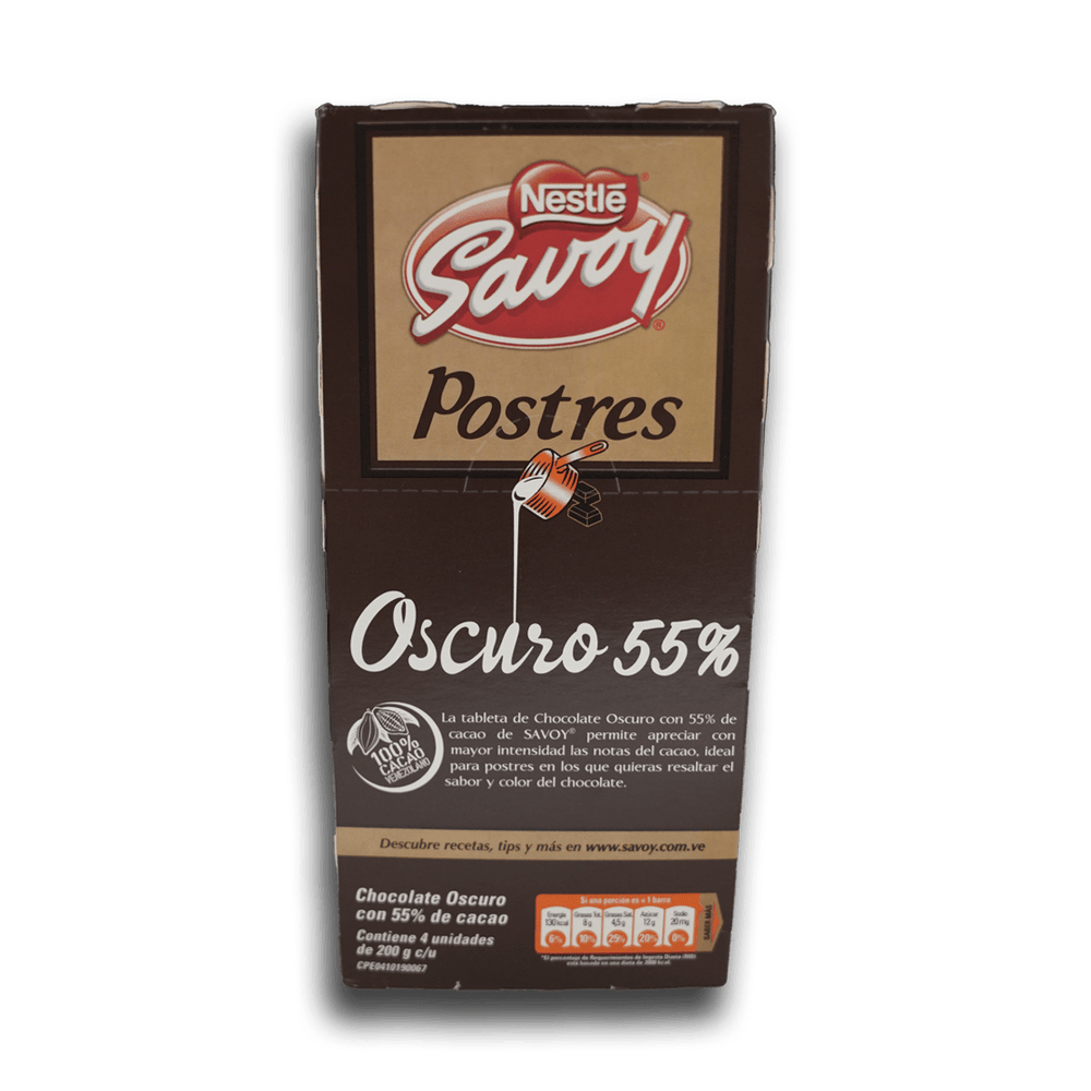 
                  
                    Savoy Postres Oscuro 55% (4 Unid/800g) - Budare Bistro
                  
                