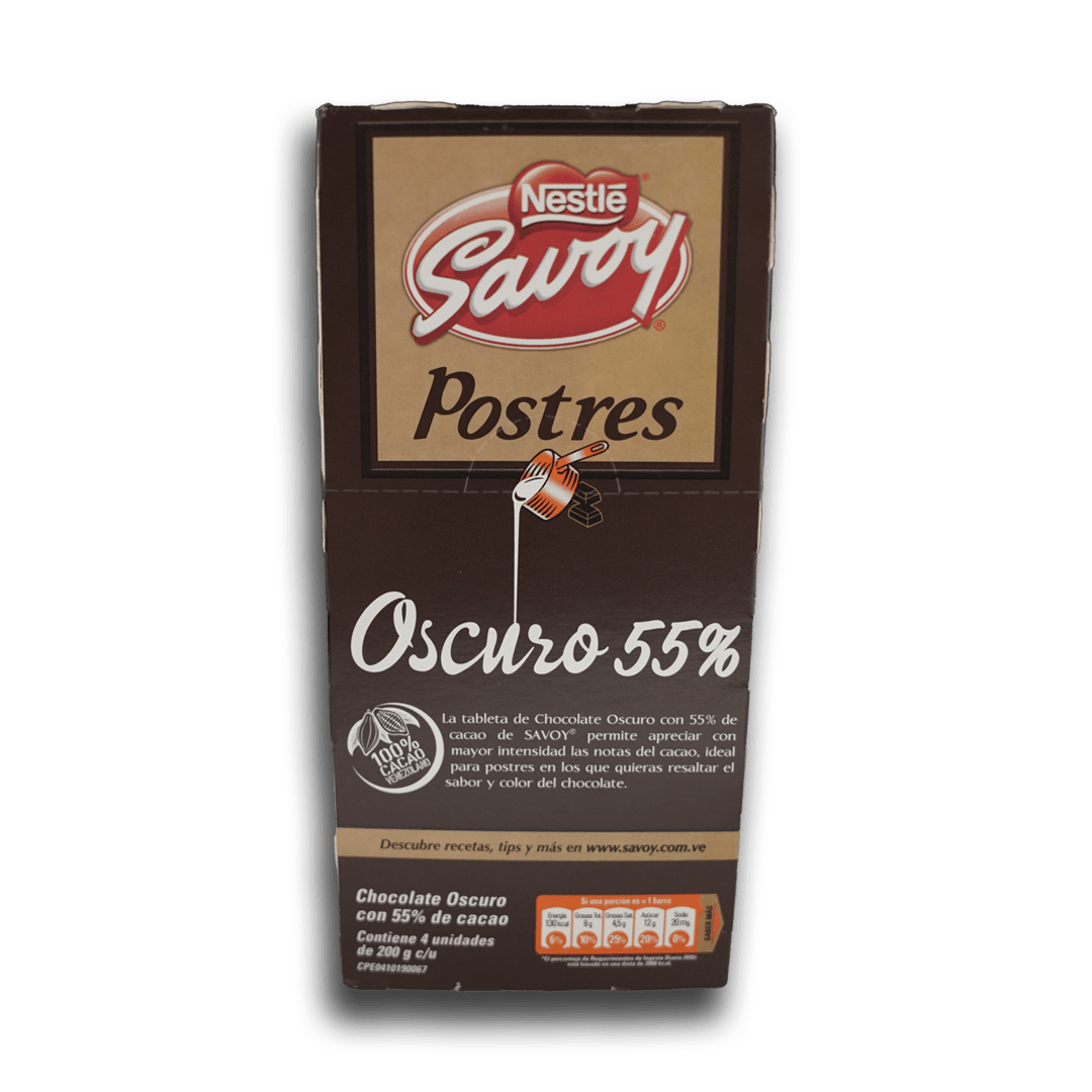 
                  
                    Savoy Postres Oscuro 55% (4 Unid/800g) - Budare Bistro
                  
                